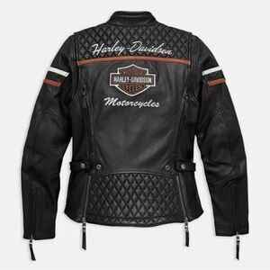 NWOT Harley Davidson Leather Jacket Miss Enthusiast Triple Vent System S…
